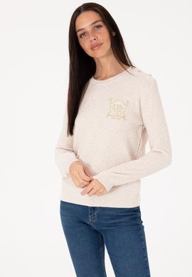 Kadın Krem Melanj Kazak - 50315046013