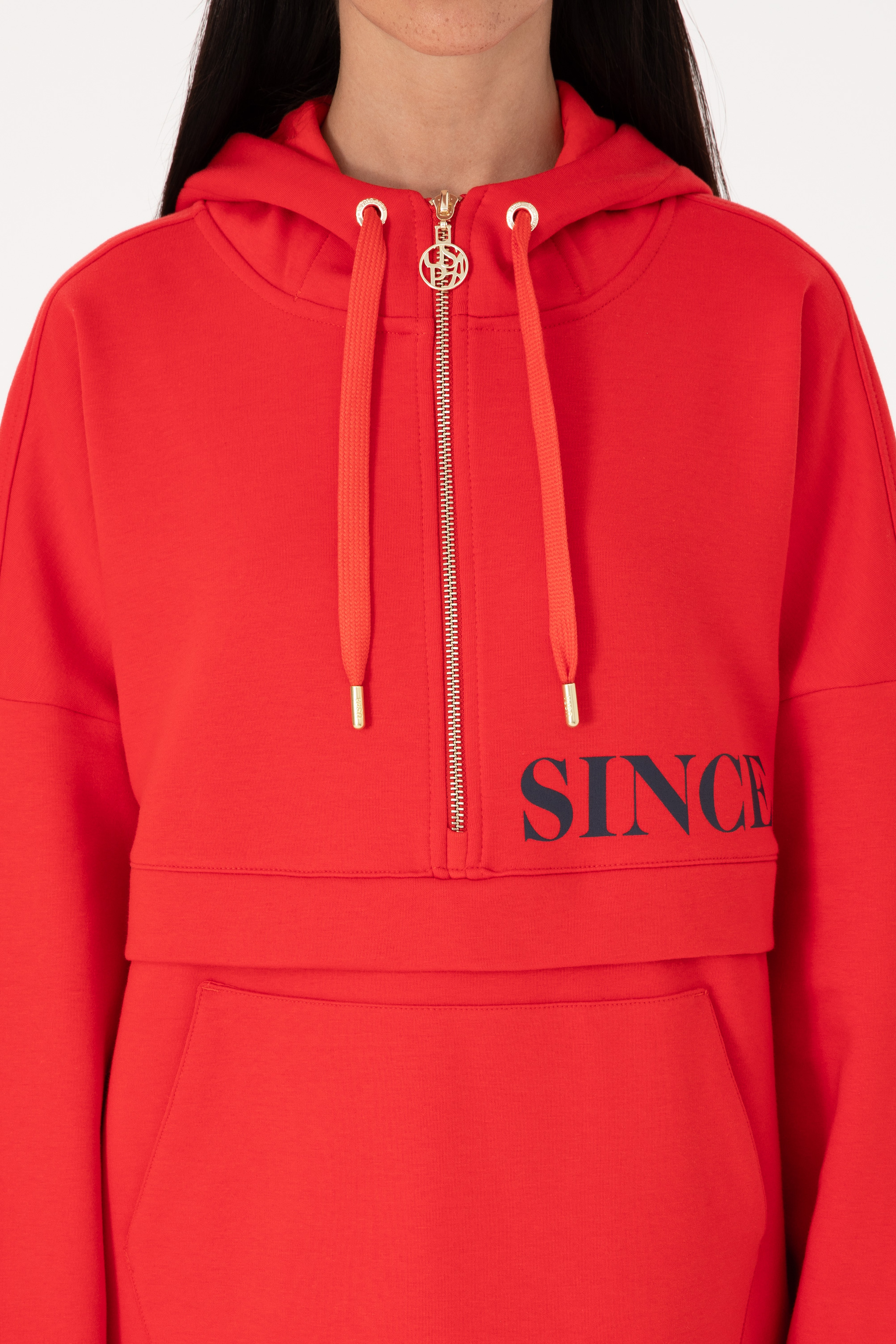 Kadın Kırmızı Kapüşonlu Sweatshirt