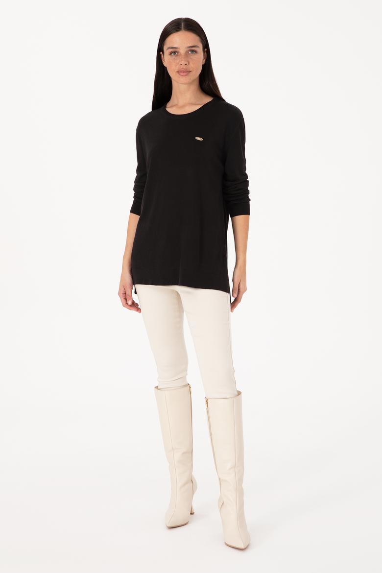 Kadın Siyah Basic Kazak - 50314454004