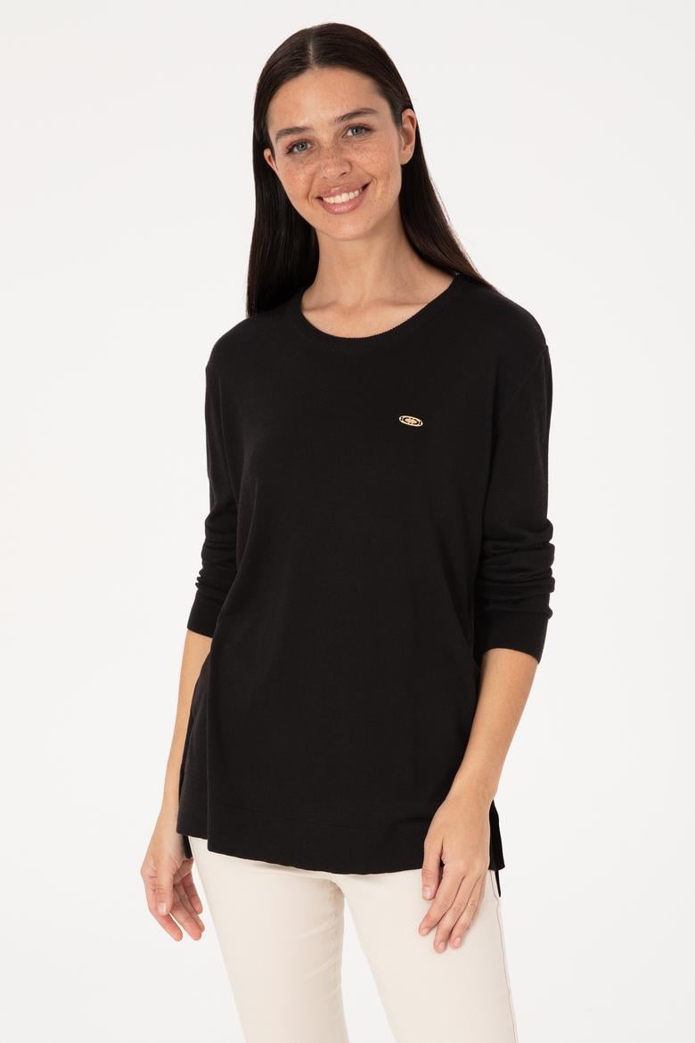 Kadın Siyah Basic Kazak