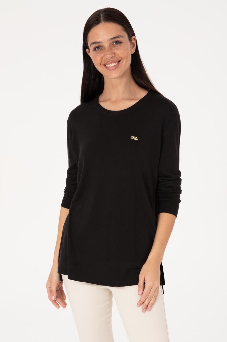 Kadın Siyah Basic Kazak