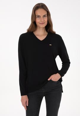 Kadın Siyah Basic Kazak - 50313598004