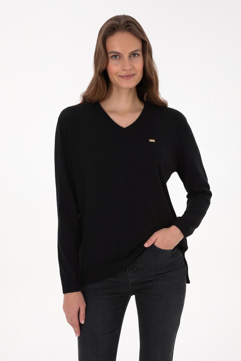 Kadın Siyah Basic Kazak