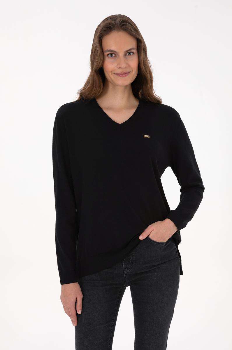 Kadın Siyah Basic Kazak