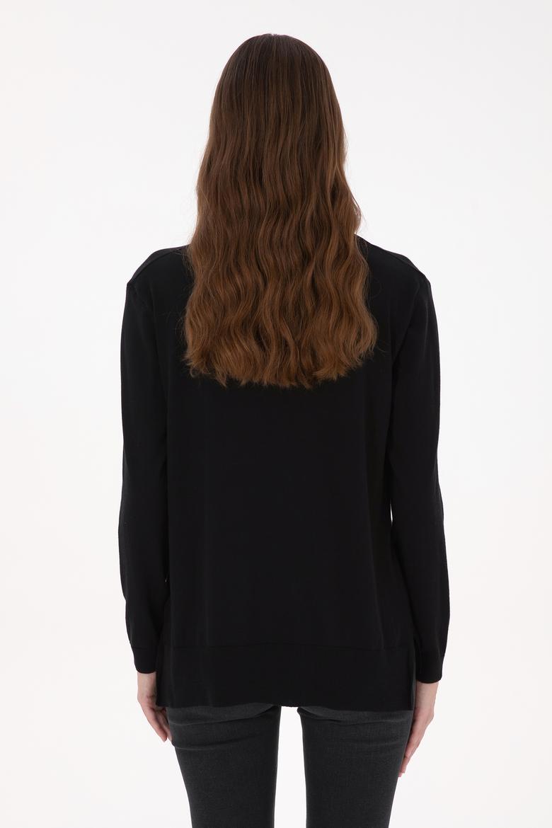 Kadın Siyah Basic Kazak - 50313598004