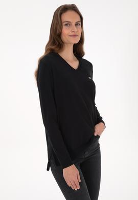 Kadın Siyah Basic Kazak - 50313598004