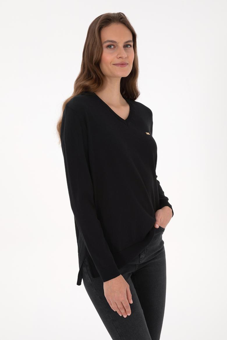 Kadın Siyah Basic Kazak - 50313598004