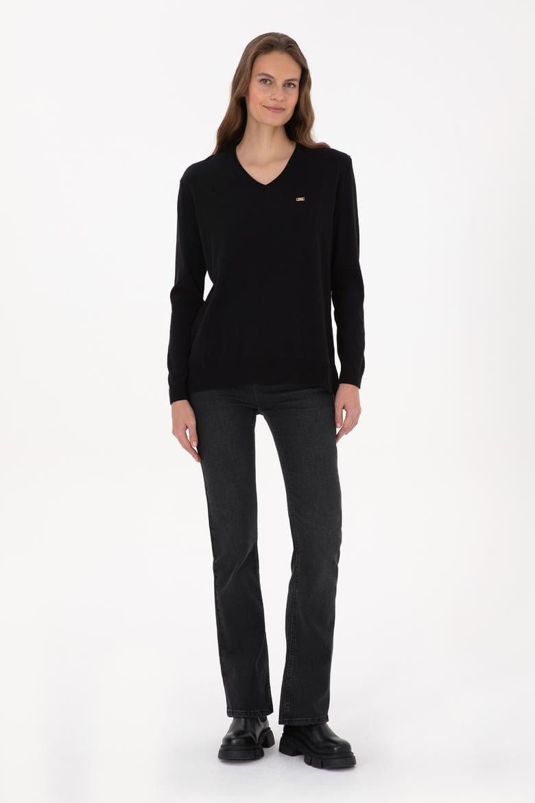 Kadın Siyah Basic Kazak - 50313598004