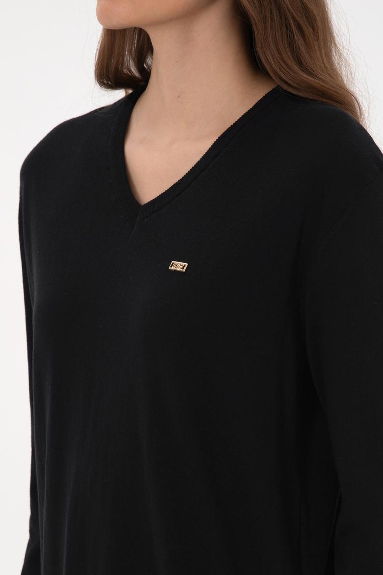 Kadın Siyah Basic Kazak - 50313598004