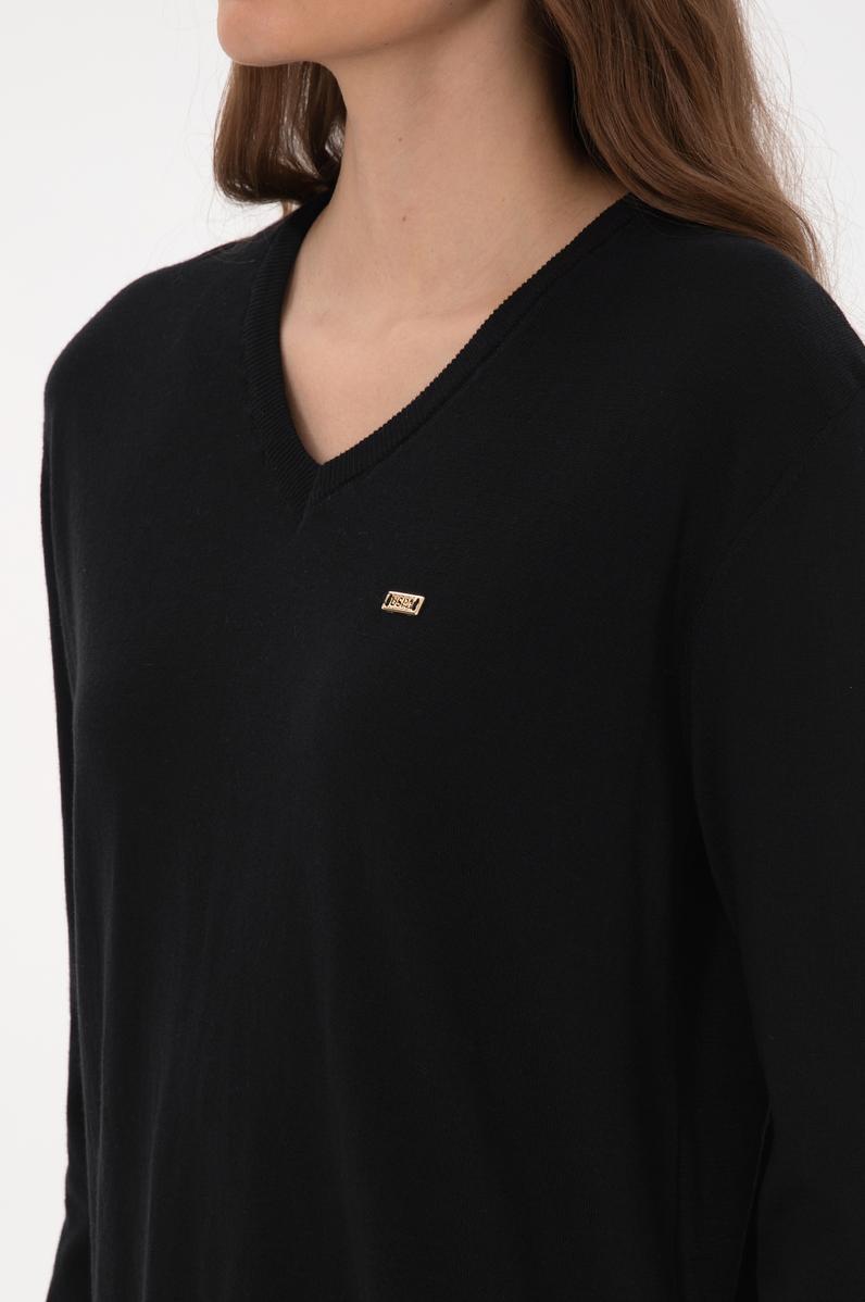 Kadın Siyah Basic Kazak