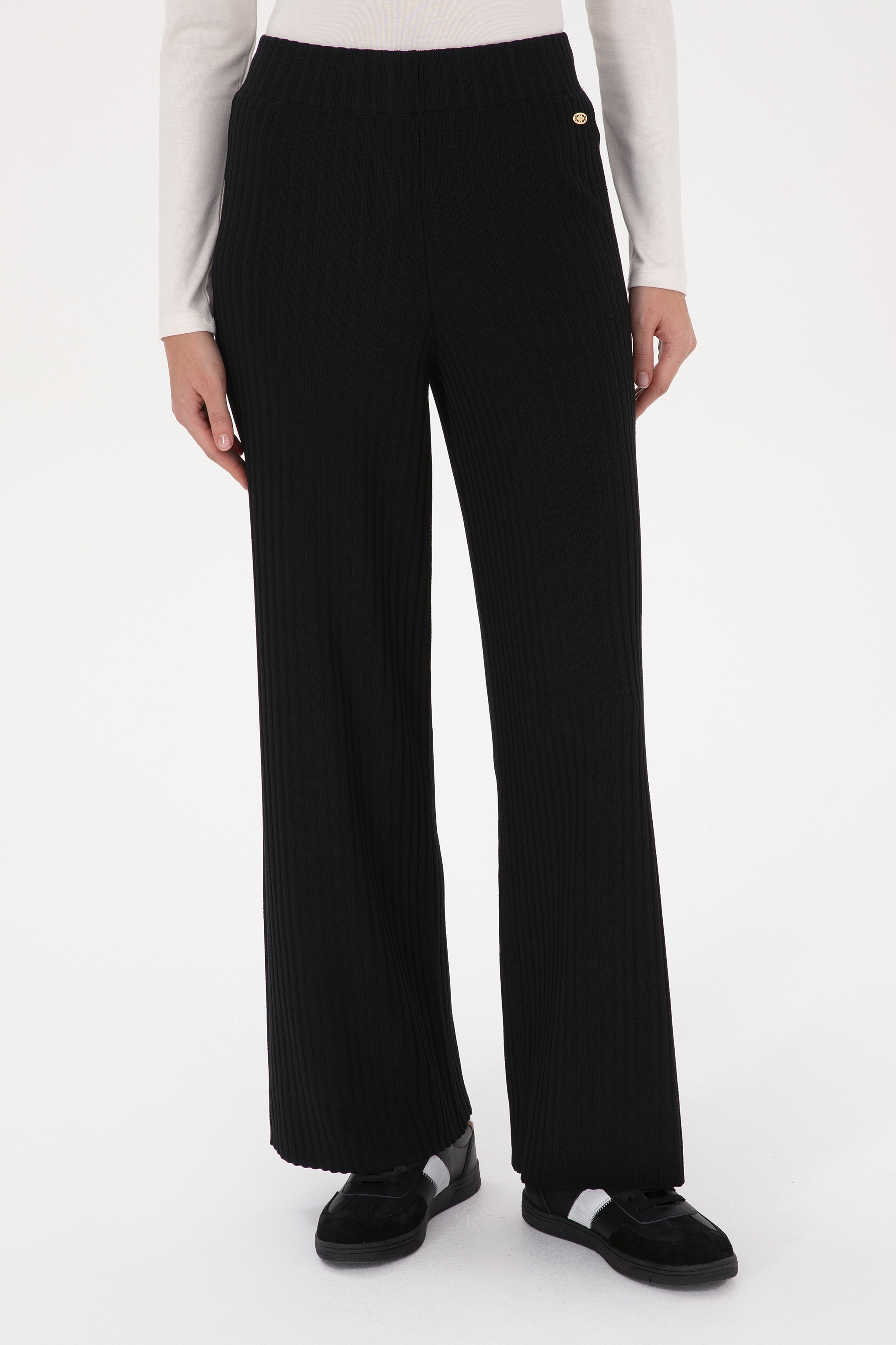 Kadın Siyah Loose Fit Triko Pantolon