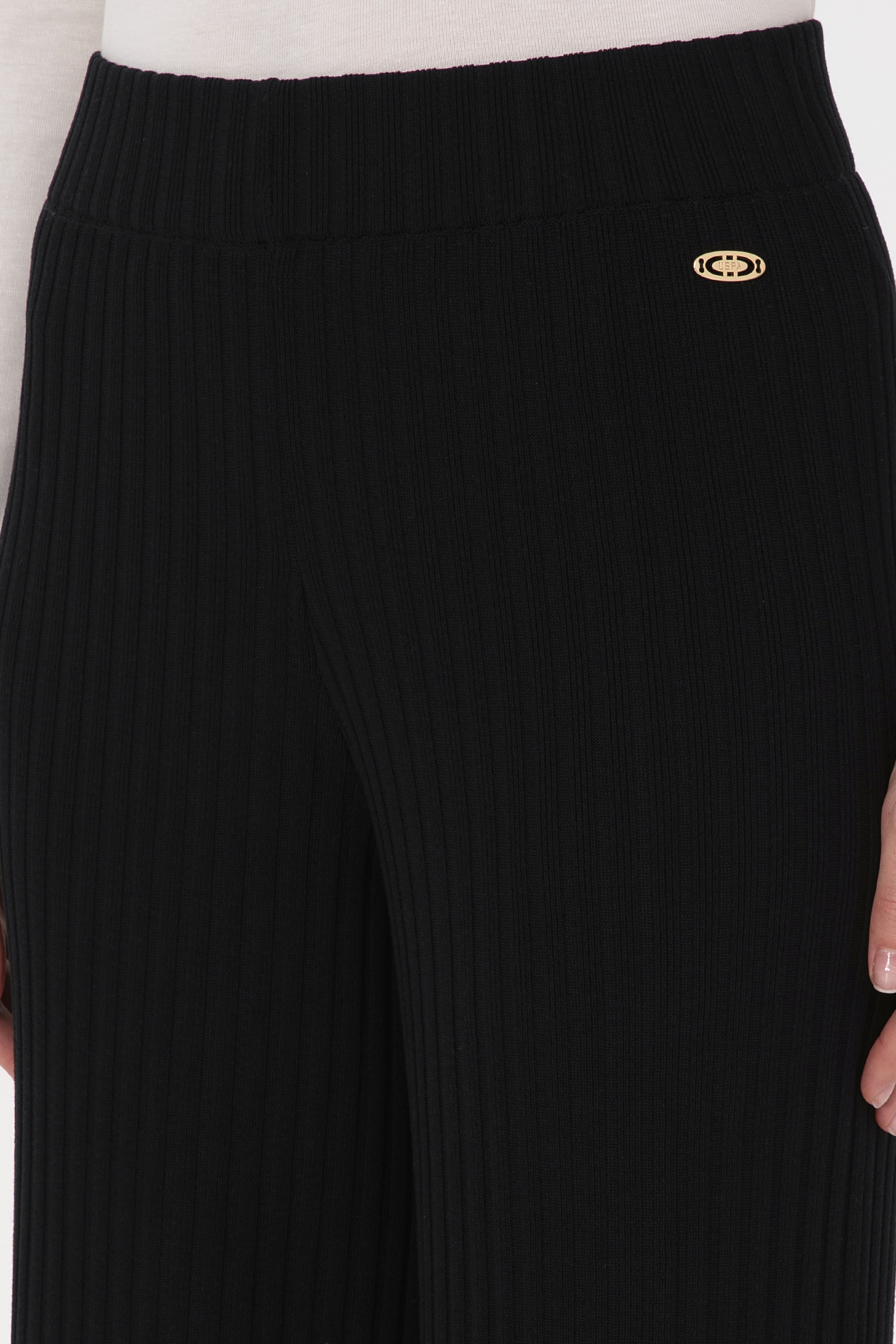 Kadın Siyah Loose Fit Triko Pantolon - Image 5