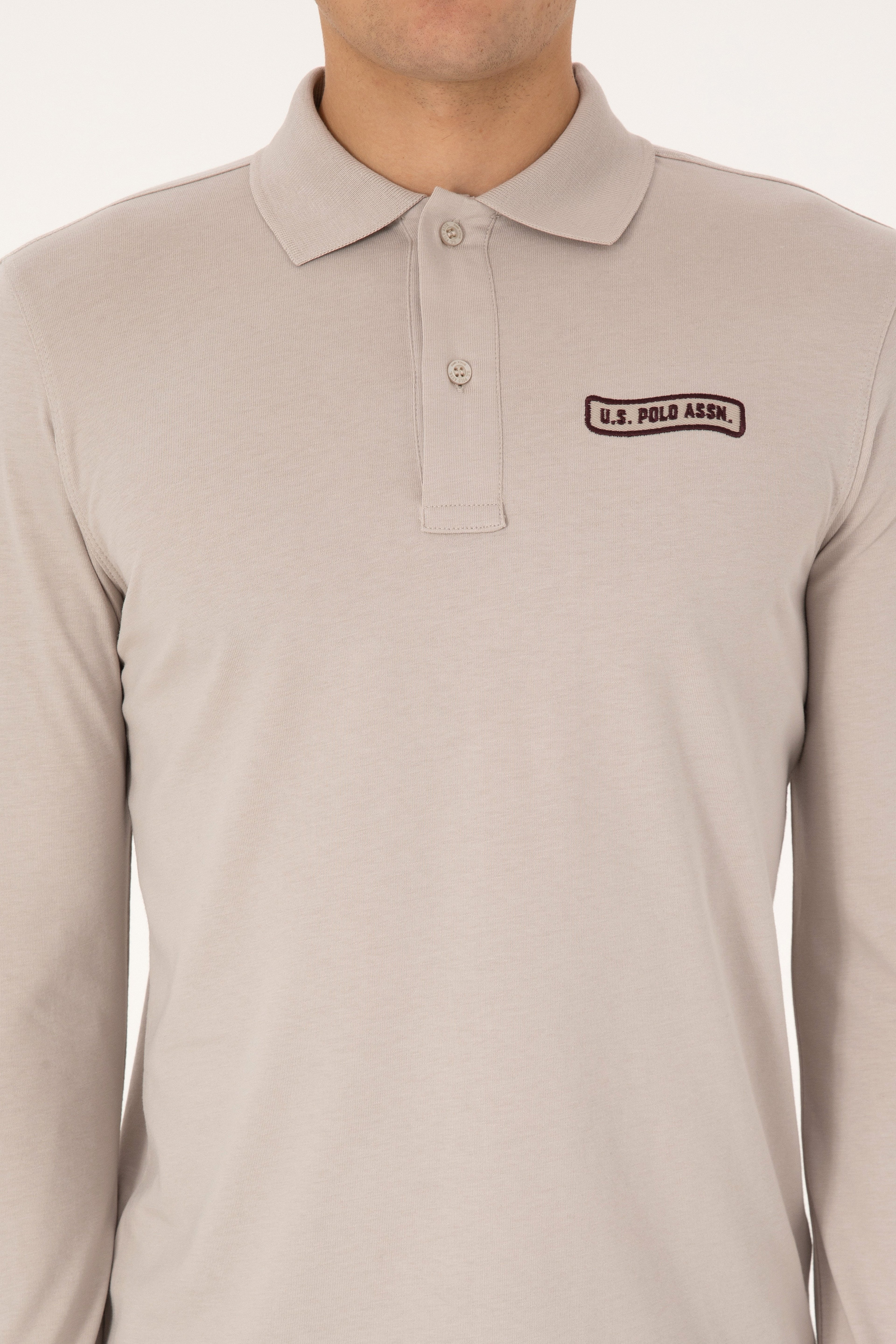 Erkek Regular Fit Polo Yaka Taş Sweatshirt - Image 6