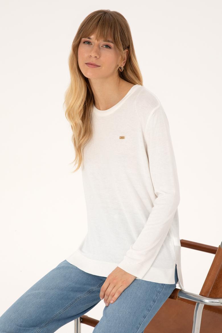 Kadın Ekru Basic Kazak - 50315449056