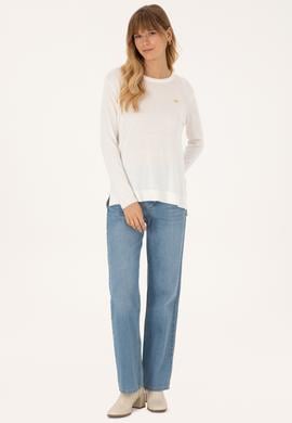 Kadın Ekru Basic Kazak - 50315449056