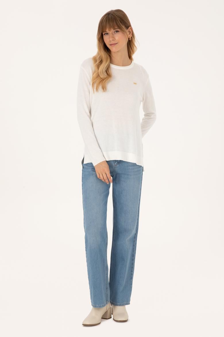 Kadın Ekru Basic Kazak - 50315449056