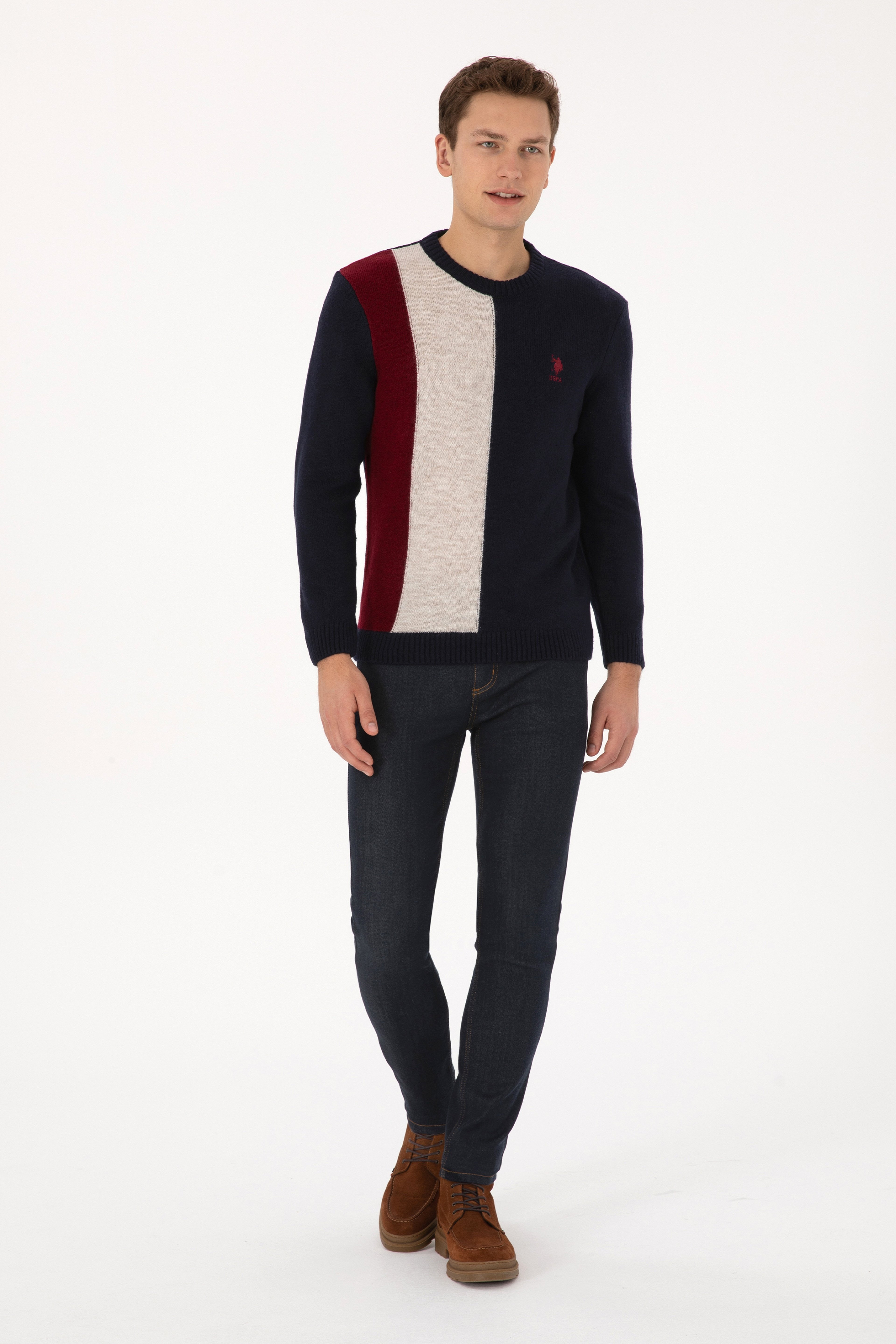 Erkek Regular Fit Bisiklet Yaka Lacivert Kazak - Image 4