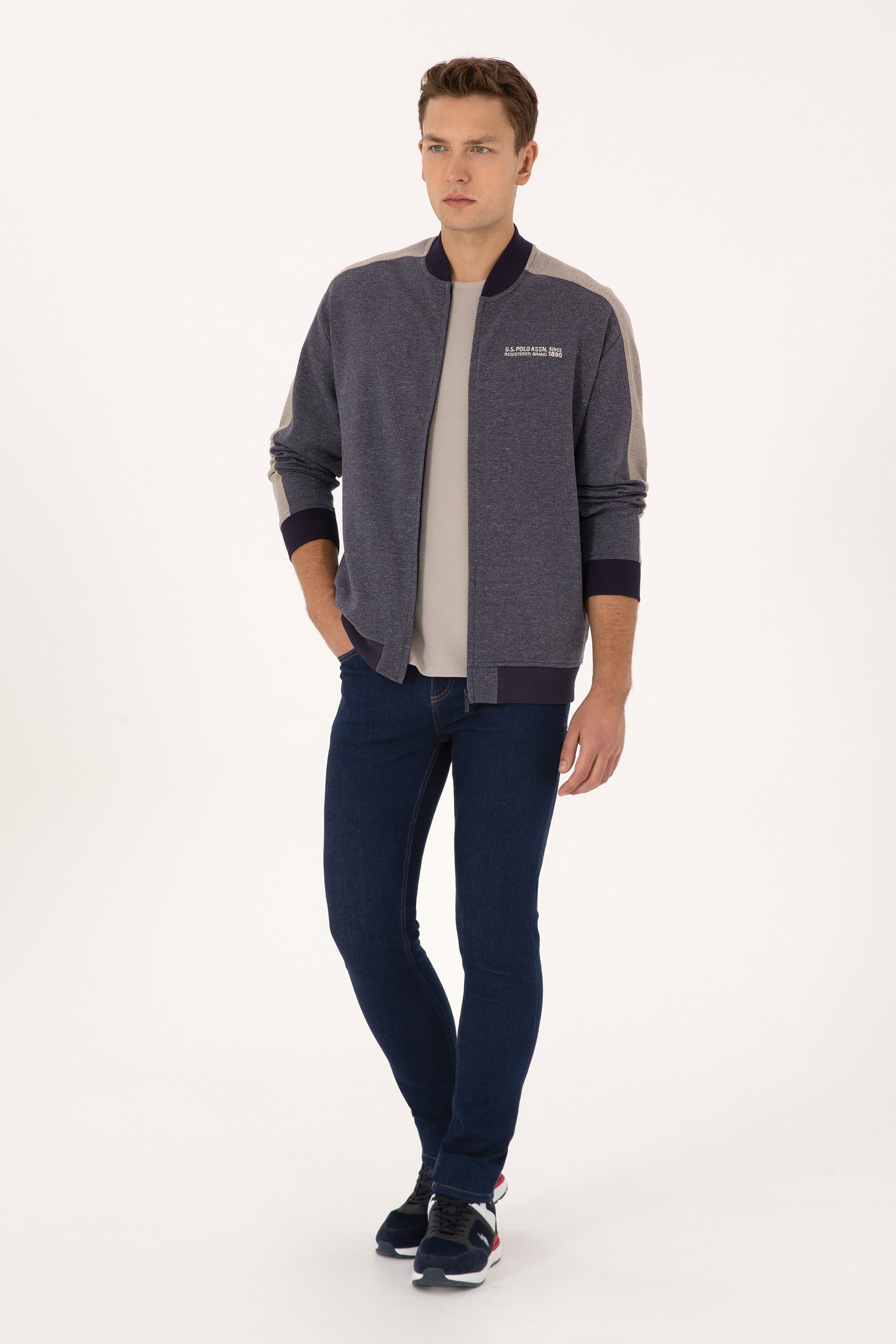 Erkek Regular Fit Fermuarlı Mürdüm Örme Hırka - Image 4