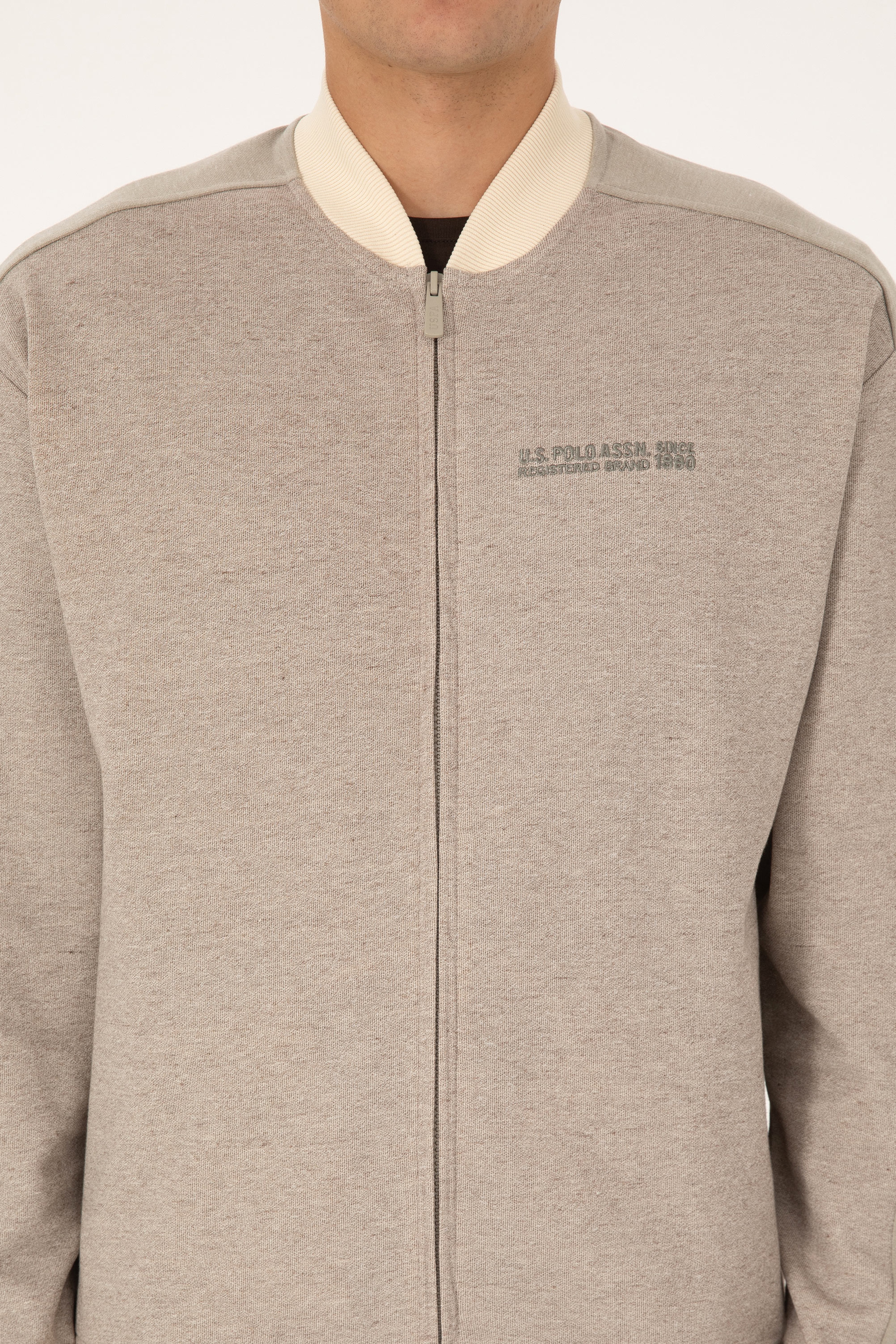 Erkek Regular Fit Fermuarlı Krem Örme Hırka - Image 6