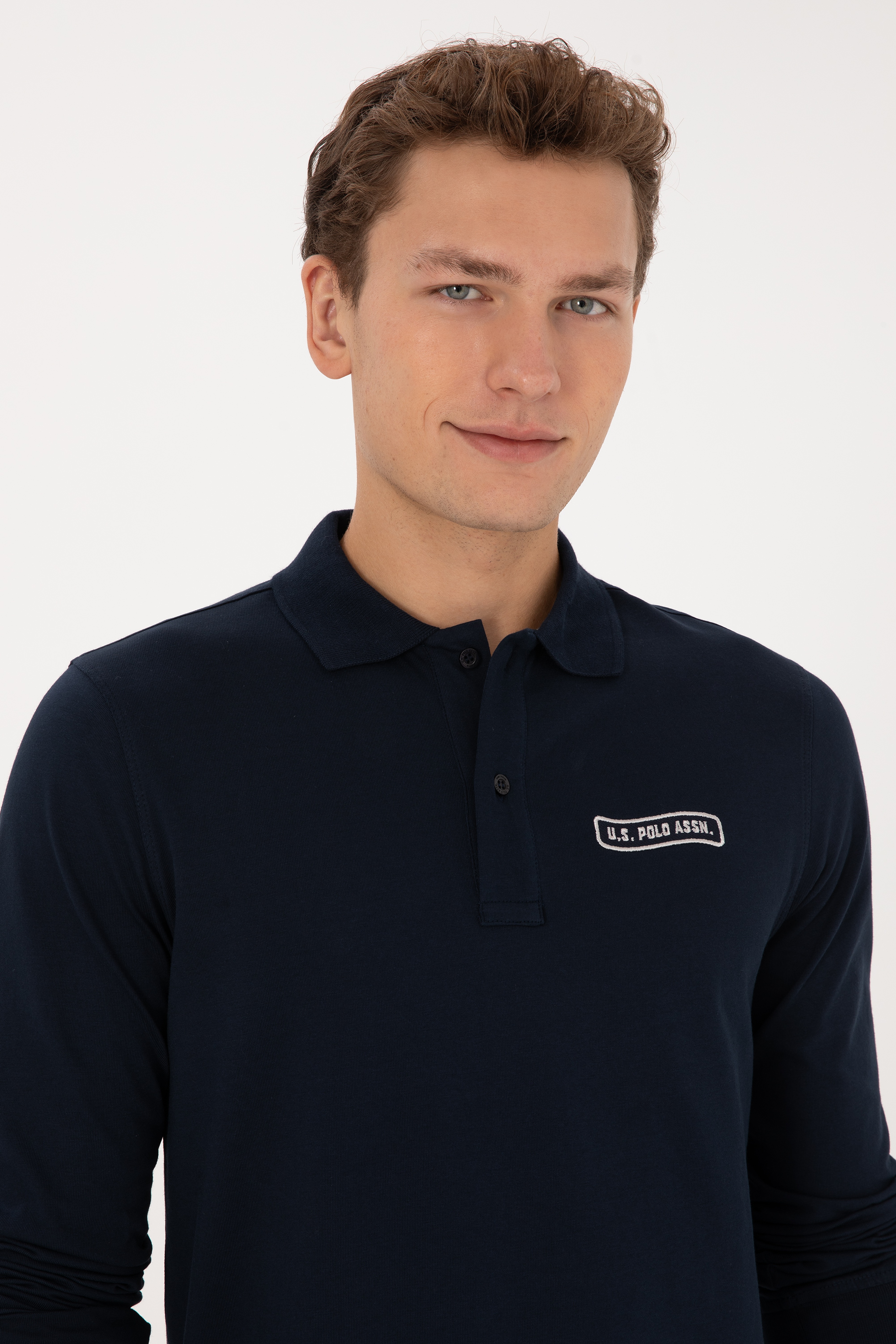 Erkek Regular Fit Polo Yaka Lacivert Sweatshirt - Image 2