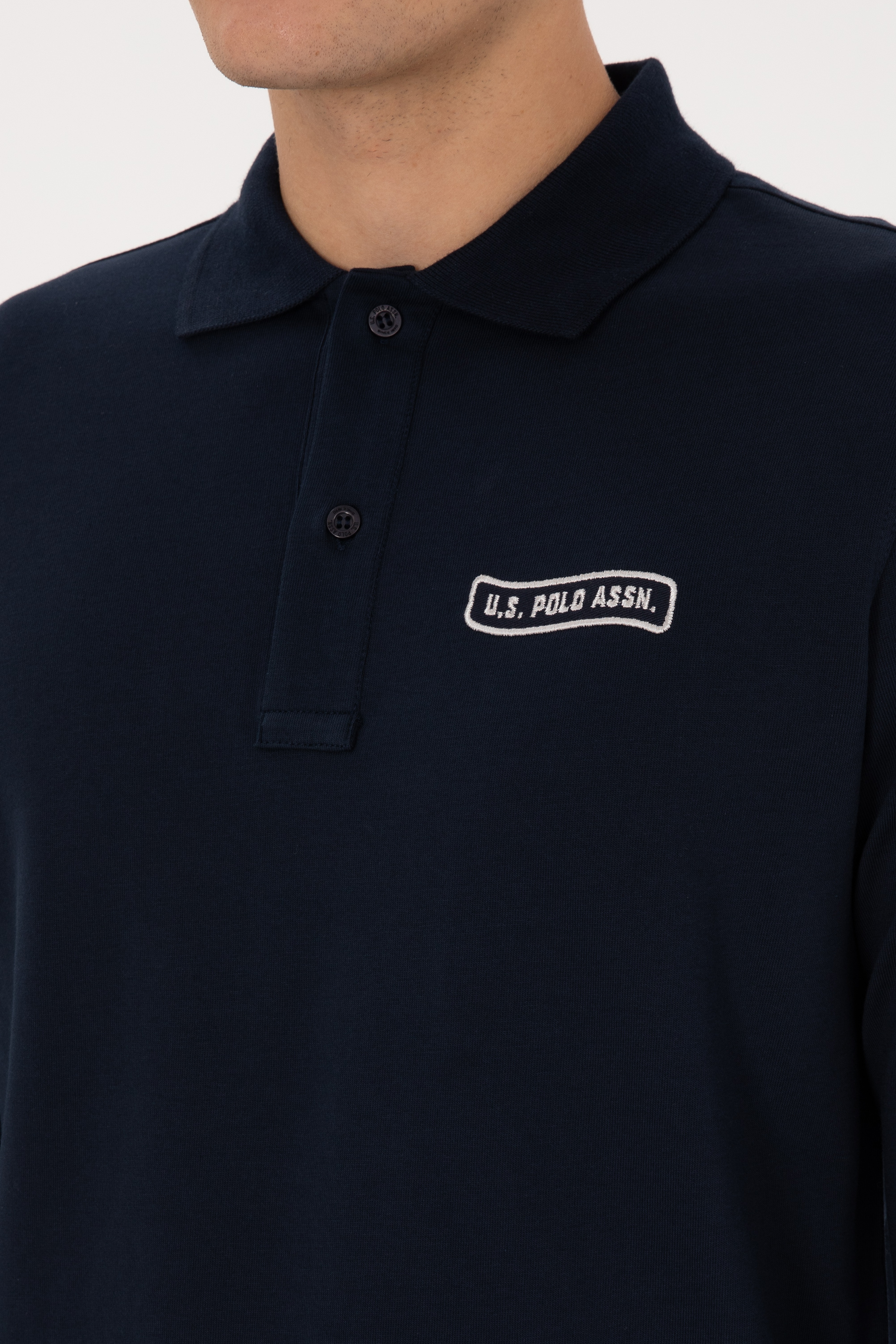 Erkek Regular Fit Polo Yaka Lacivert Sweatshirt - Image 7