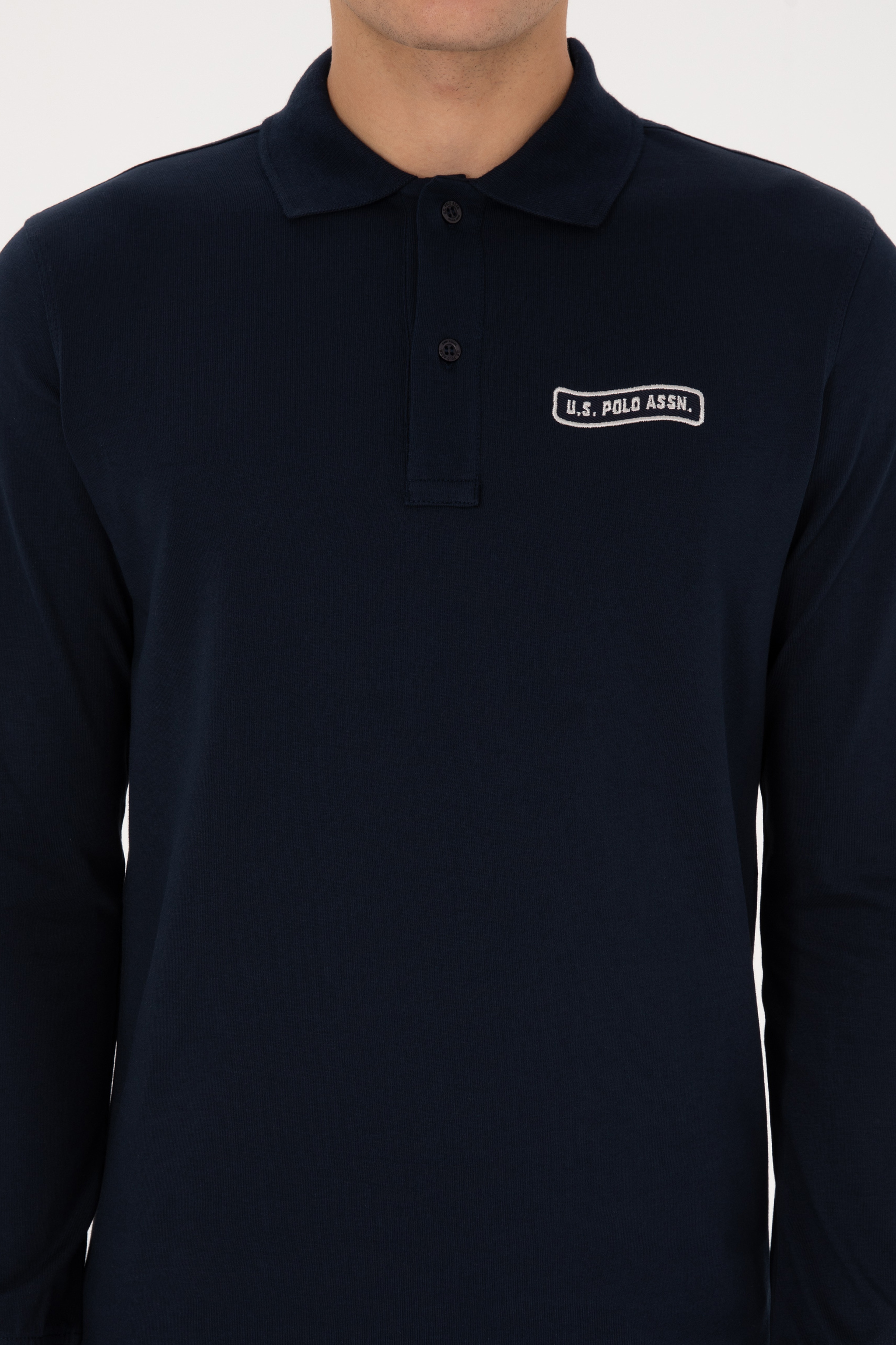 Erkek Regular Fit Polo Yaka Lacivert Sweatshirt - Image 6