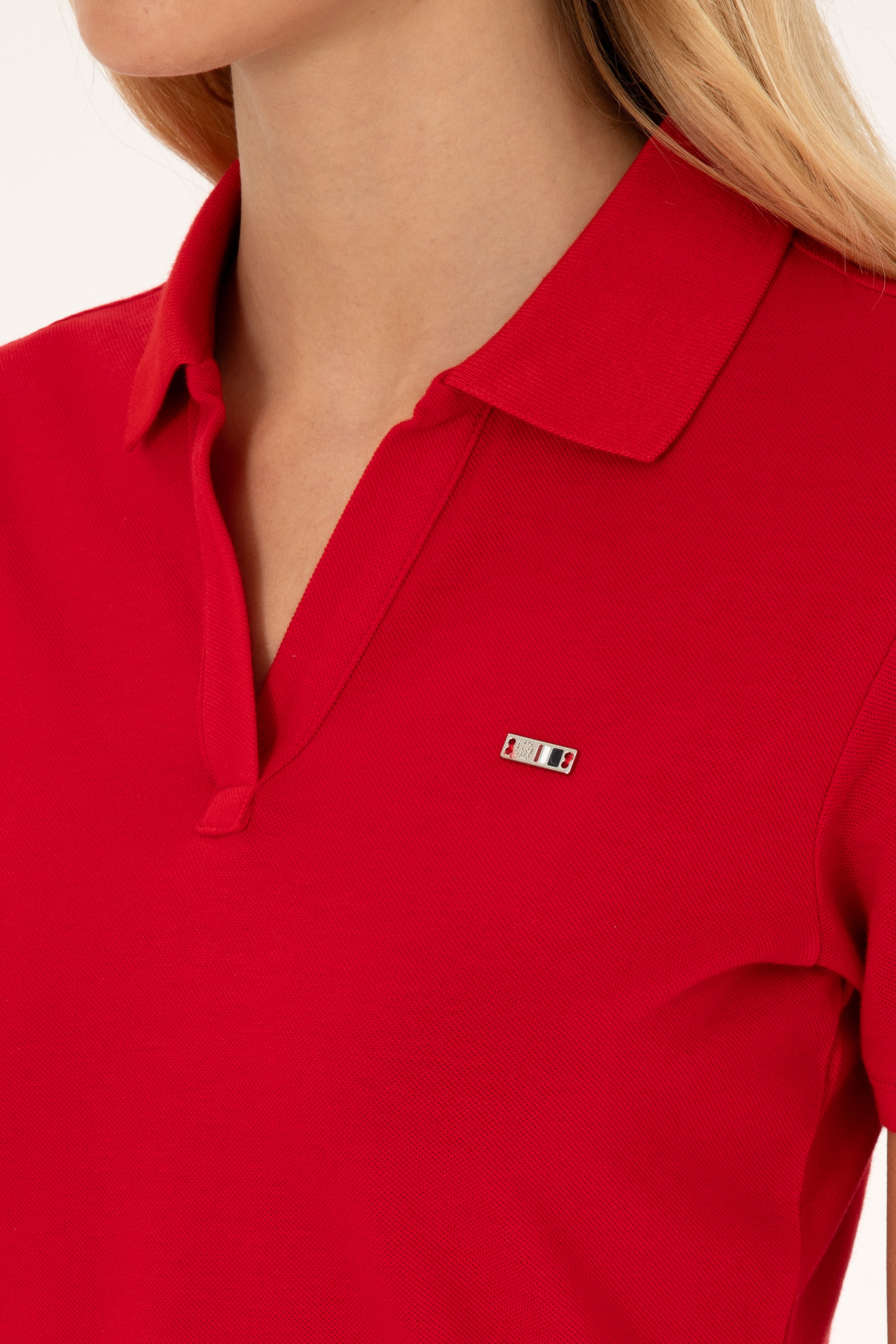Kadın Kırmızı Polo Yaka Tişört - Image 7