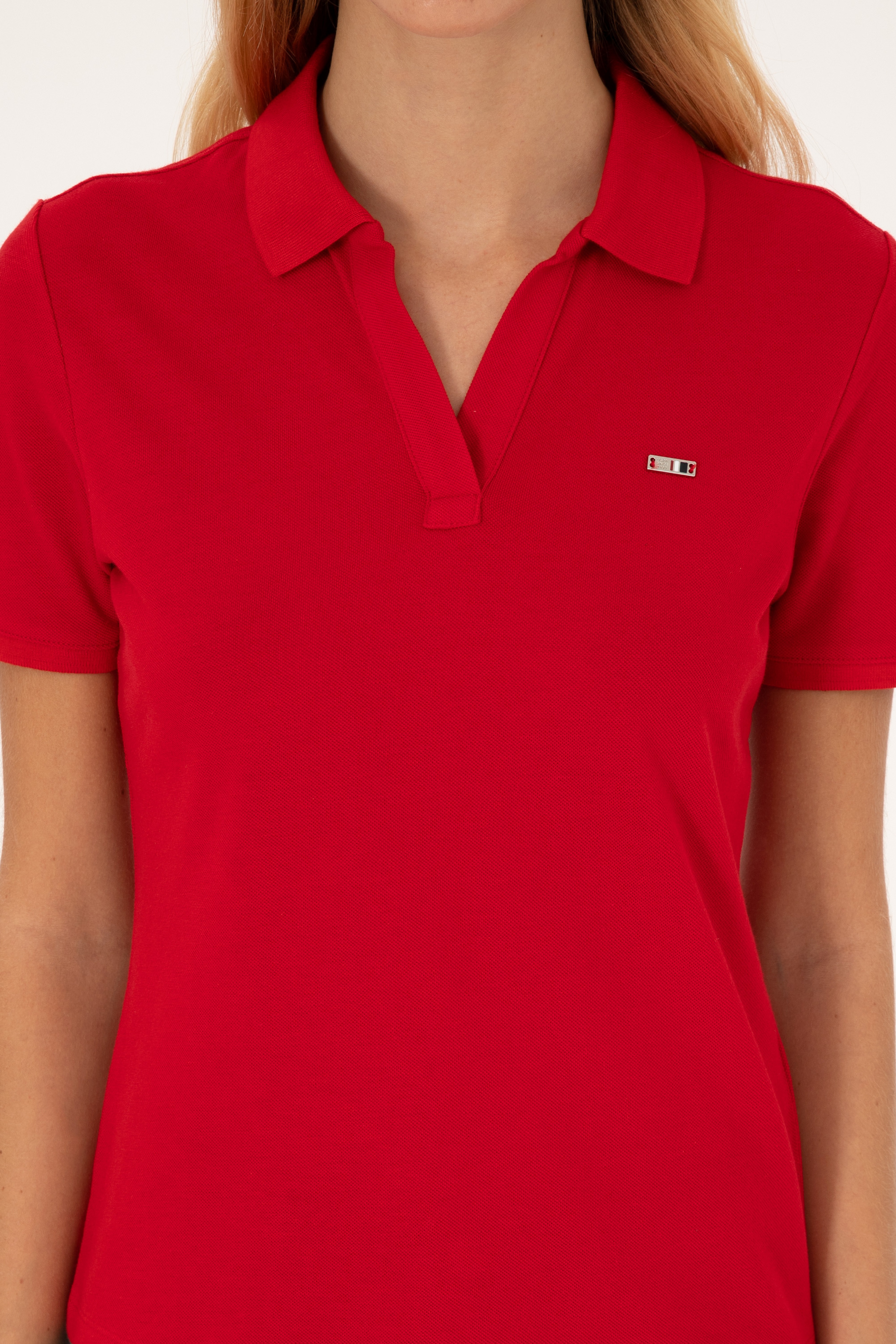 Kadın Kırmızı Polo Yaka Tişört - Image 6