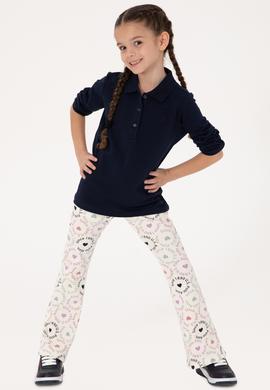 Kız Çocuk Lacivert Polo Yaka Basic Sweatshirt - 50316836038