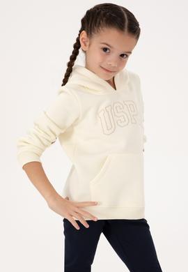 Kız Çocuk Krem Kapüşonlu Şardonlu Basic Sweatshirt - 50314311055