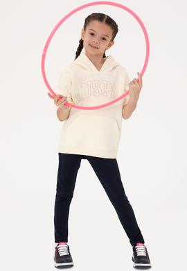 Kız Çocuk Krem Kapüşonlu Şardonlu Basic Sweatshirt - 50314311055