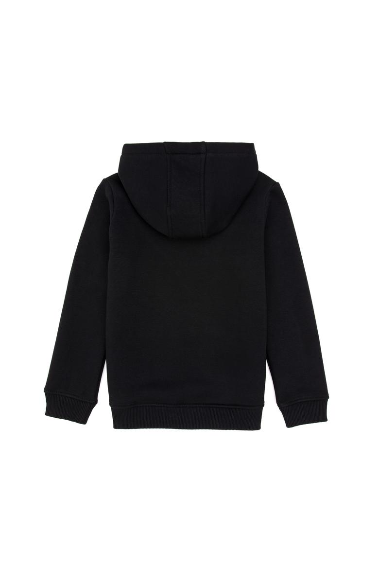 Kız Çocuk Siyah Kapüşonlu Şardonlu Basic Sweatshirt - 50314311004