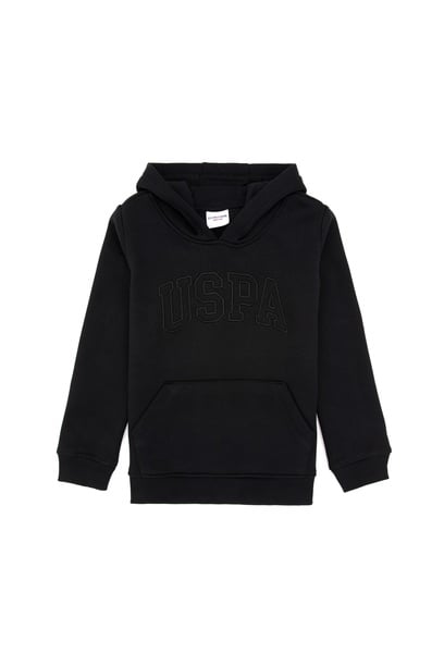 Kız Çocuk Siyah Kapüşonlu Şardonlu Basic Sweatshirt
