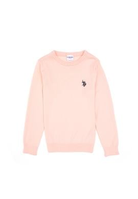 Kız Çocuk Pudra Bisiklet Yaka Basic Kazak - 50316808026