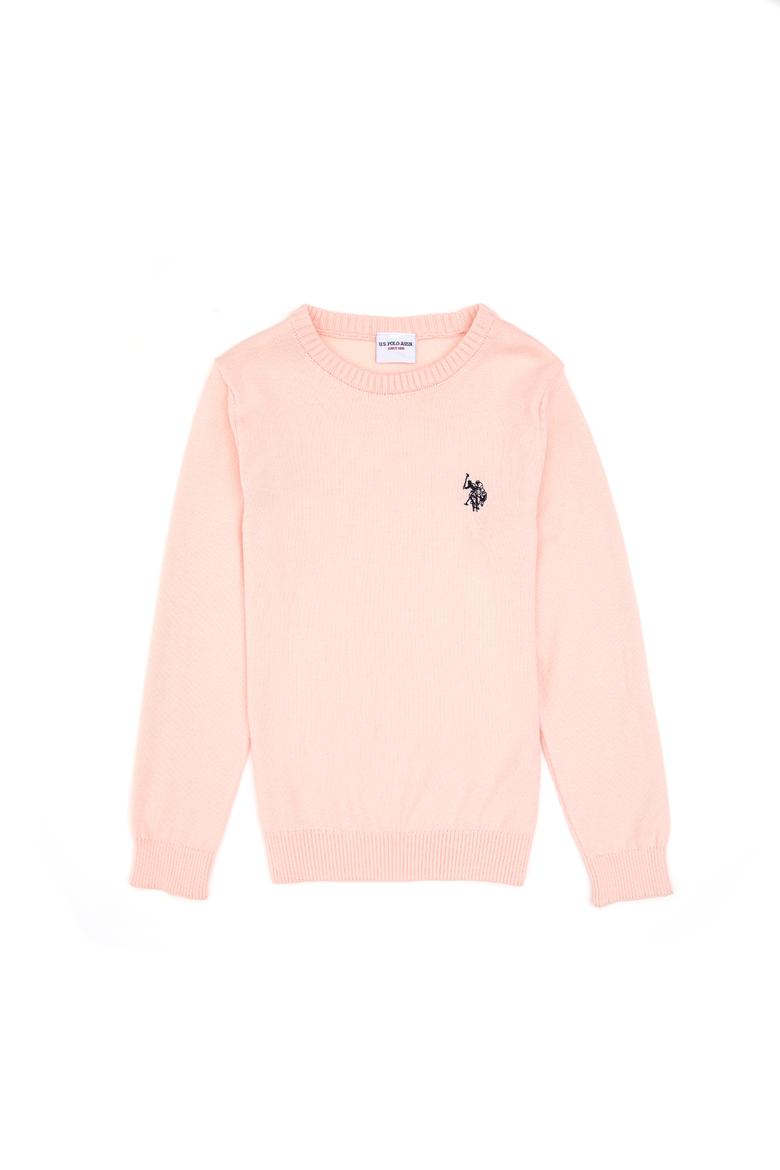 Kız Çocuk Pudra Bisiklet Yaka Basic Kazak - 50316808026