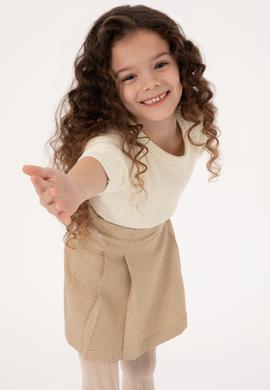 Kız Çocuk Krem Bisiklet Yaka Basic Kazak - 50316842055