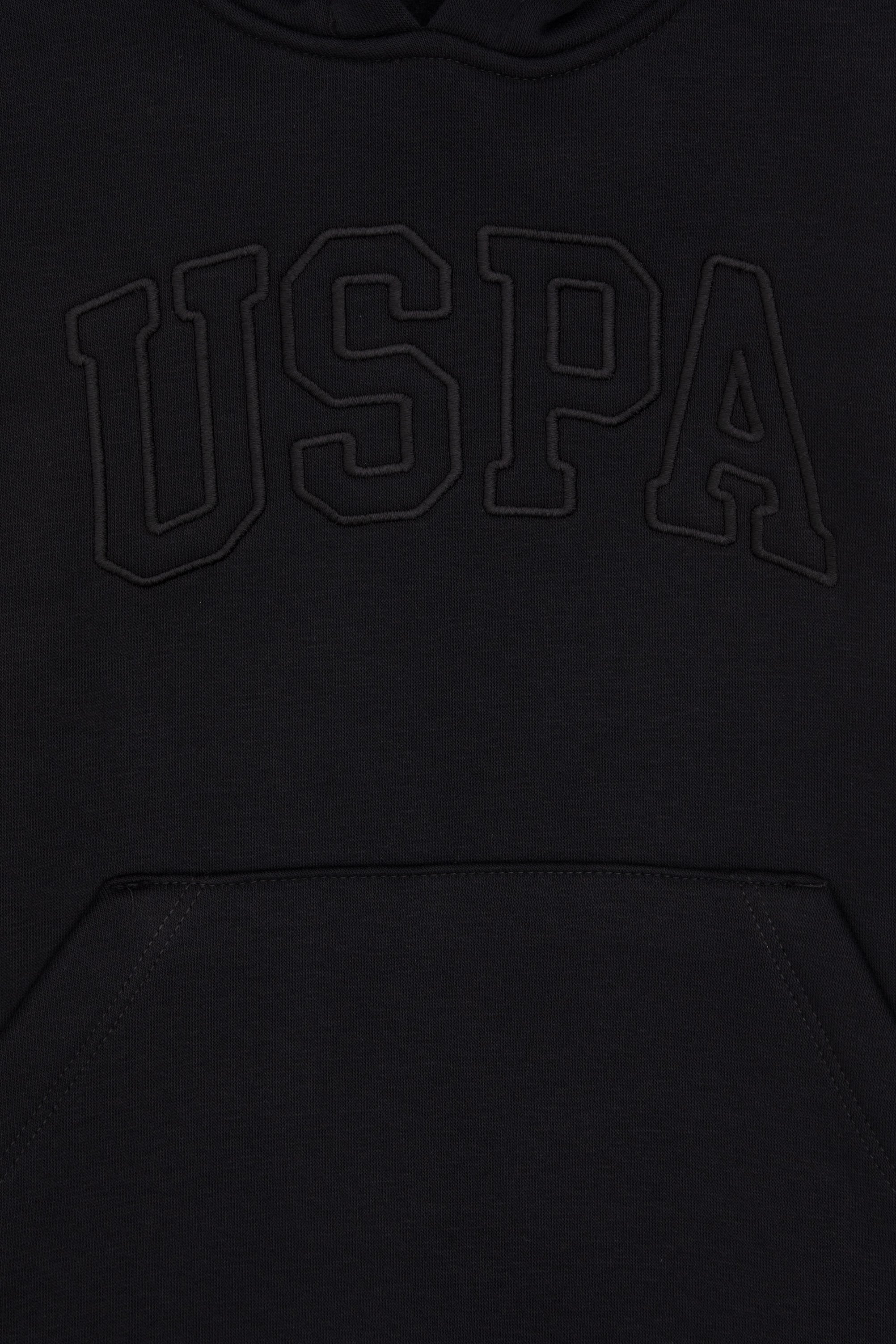 Kız Çocuk Siyah Kapüşonlu Şardonlu Basic Sweatshirt