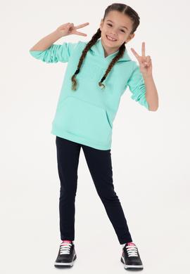 Kız Çocuk Mint Kapüşonlu Şardonlu Basic Sweatshirt - 50314311109