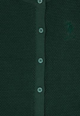 Kız Çocuk Koyu Yeşil Düğmeli Bisiklet Yaka Triko Hırka - 50316292023