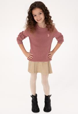 Kız Çocuk Orkide Bisiklet Yaka Basic Kazak - 50316842038