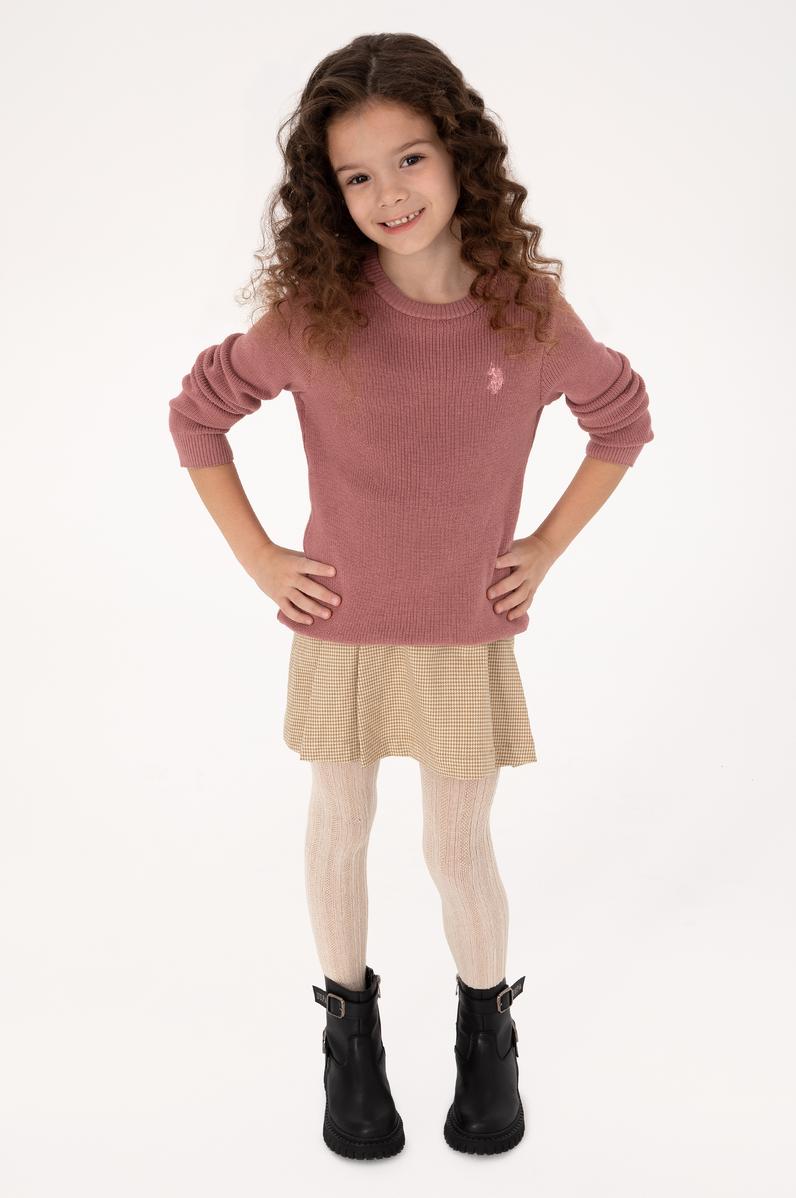 Kız Çocuk Orkide Bisiklet Yaka Basic Kazak