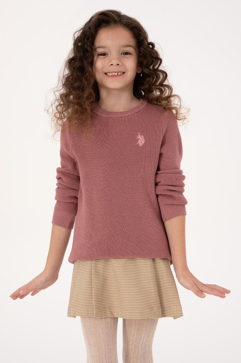 Kız Çocuk Orkide Bisiklet Yaka Basic Kazak