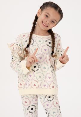 Kız Çocuk Krem Bisiklet Yaka Sweatshirt - 50317887021