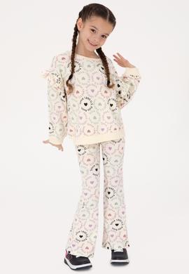 Kız Çocuk Krem Bisiklet Yaka Sweatshirt - 50317887021