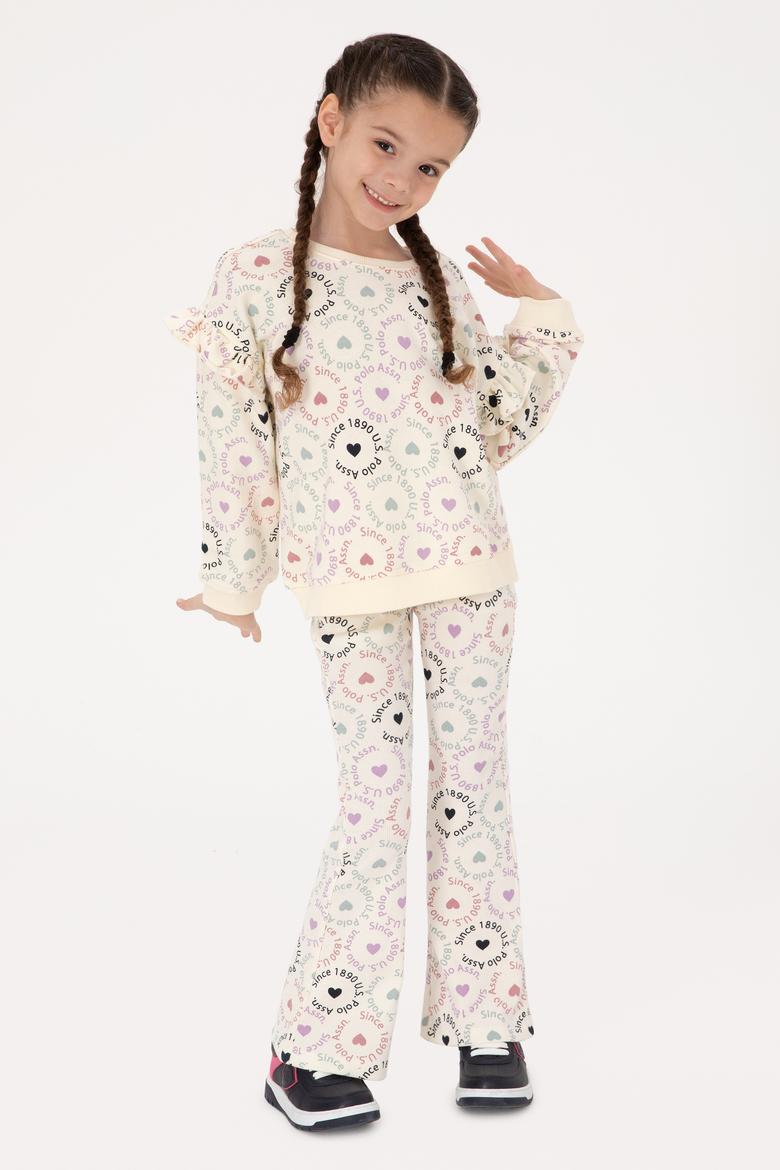 Kız Çocuk Krem Bisiklet Yaka Sweatshirt - 50317887021