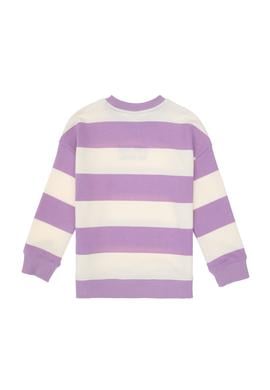 Kız Çocuk Lila Çizgili Bisiklet Yaka Sweatshirt - 50317898005