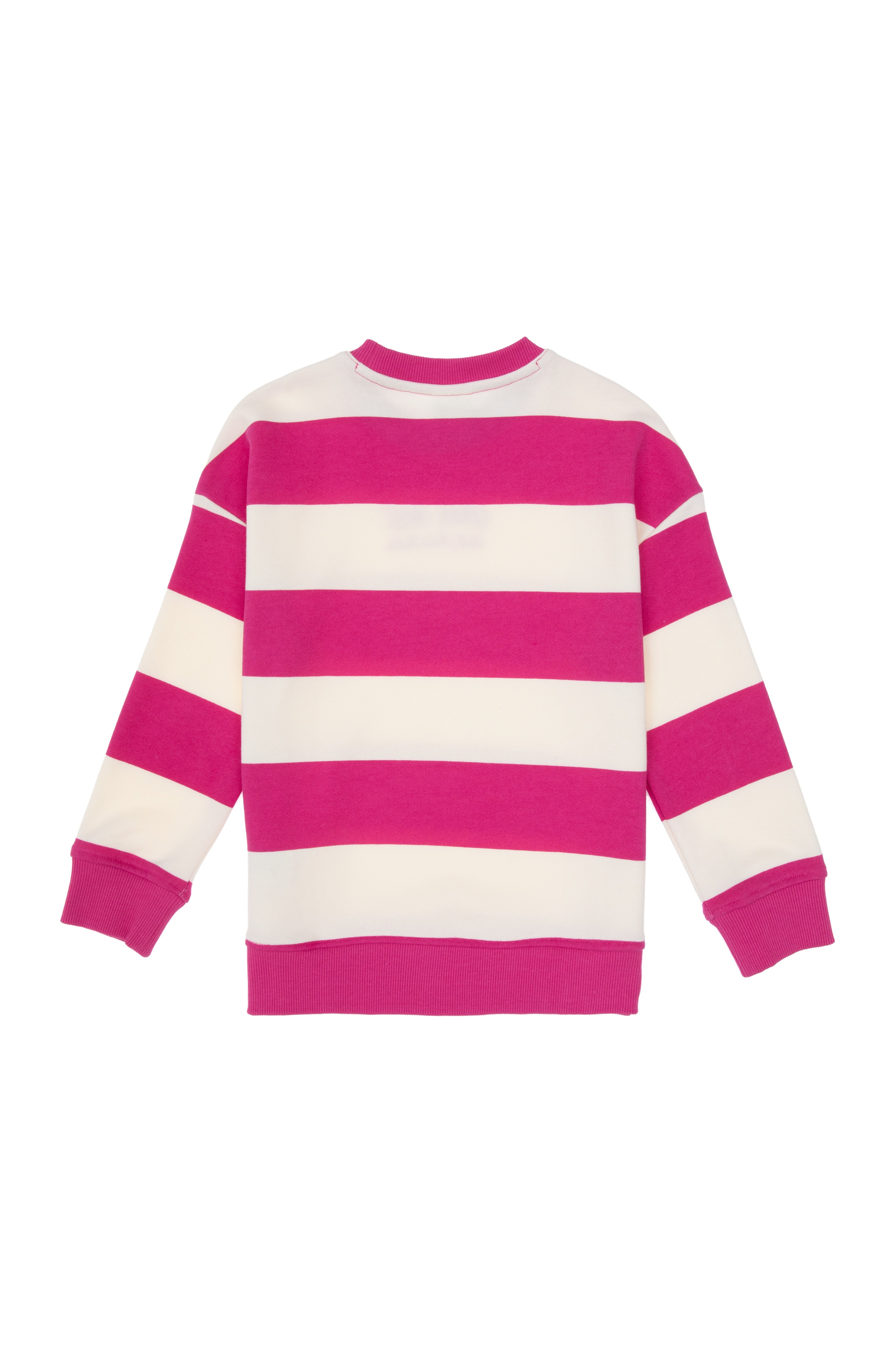 Kız Çocuk Pembe Çizgili Bisiklet Yaka Sweatshirt - Image 5