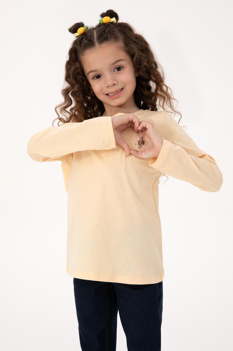 Kız Çocuk Sarı Bisiklet Yaka Basic Sweatshirt