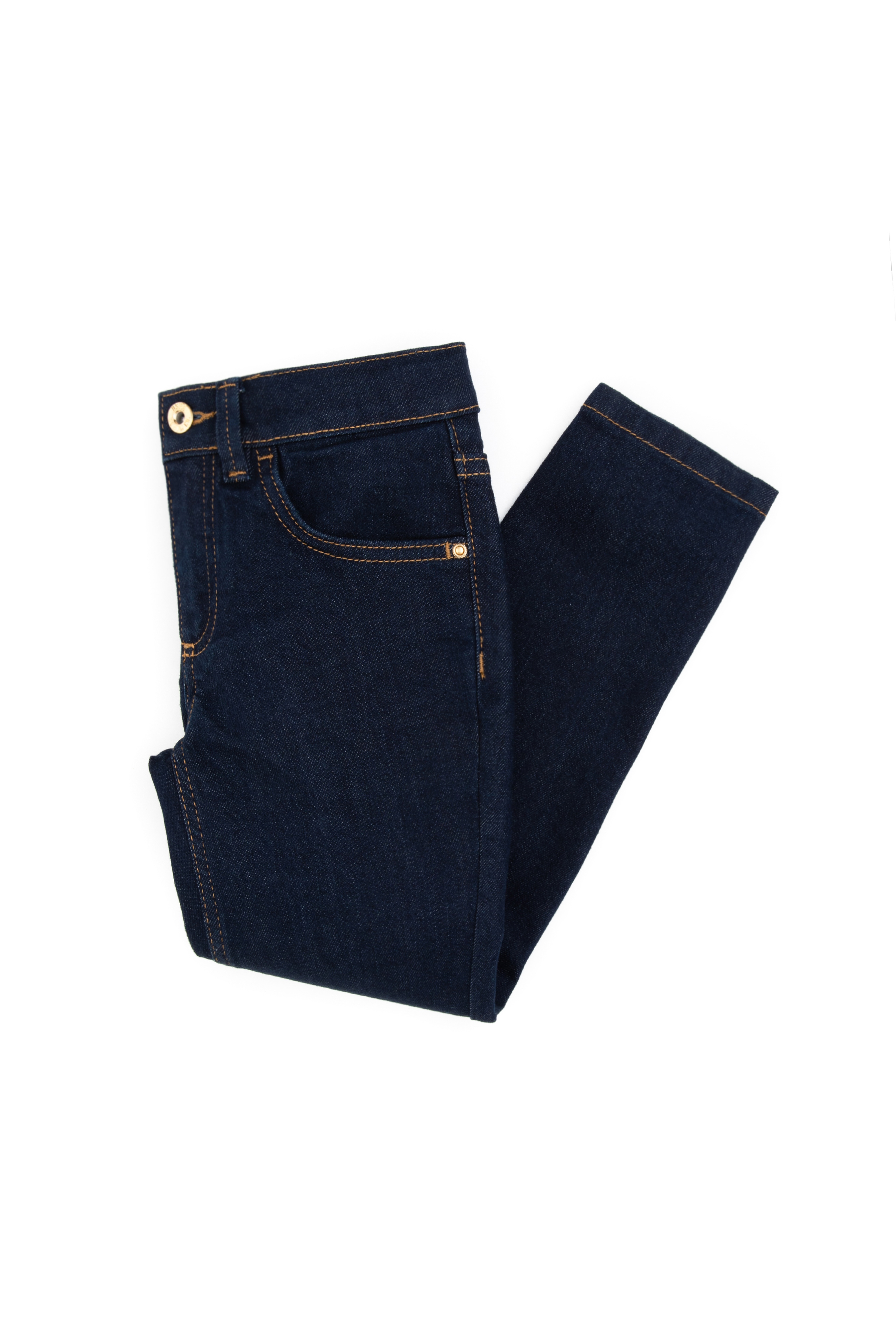 Kız Çocuk Koyu Mavi Slim Fit Jean Pantolon - Image 3