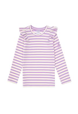 Kız Çocuk Lila Çizgili Bisiklet Yaka Sweatshirt - 50317983010